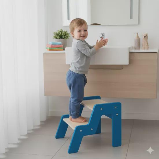 Montessori Wooden Step Stool for Kids | 40kg Safety Rated | Solid Pine | WoodEnzo - WoodEnzo