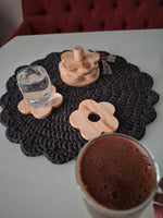 Handmade Pine Wood Coaster Set with Stand - Rustic Home Decor.