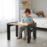 Handmade Montessori Activity Table and Chair Set: Solid Wood