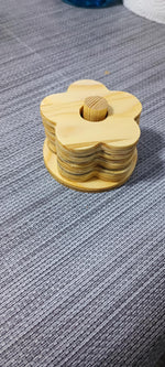 Handmade Pine Wood Coaster Set with Stand - Rustic Home Decor.