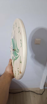 Handmade Pine Wood Wall Clock with Blue Epoxy - Silent Quartz.