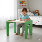 Handmade Montessori Activity Table and Chair Set: Solid Wood