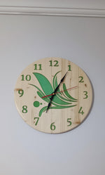 Handmade Pine Wood Wall Clock with Blue Epoxy - Silent Quartz.