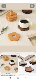 Handmade Pine Wood Coaster Set with Stand - Rustic Home Decor.