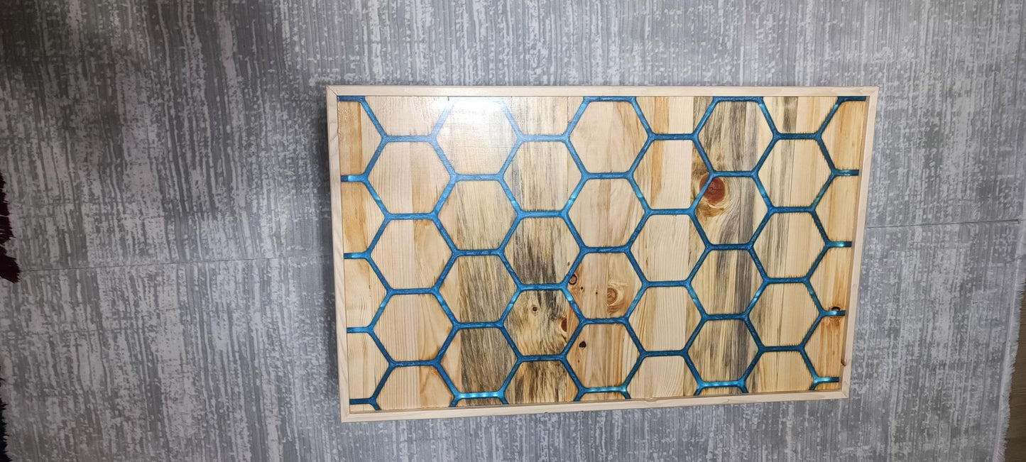 Handmade Pine Coffee Table with Geometric Epoxy Inlay | Unique | WoodEnzo - WoodEnzo