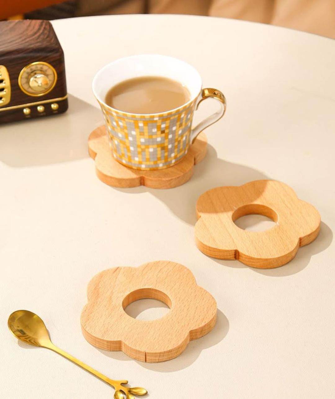 Handmade Pine Wood Coaster Set with Stand | 6 Coasters | WoodEnzo - WoodEnzo