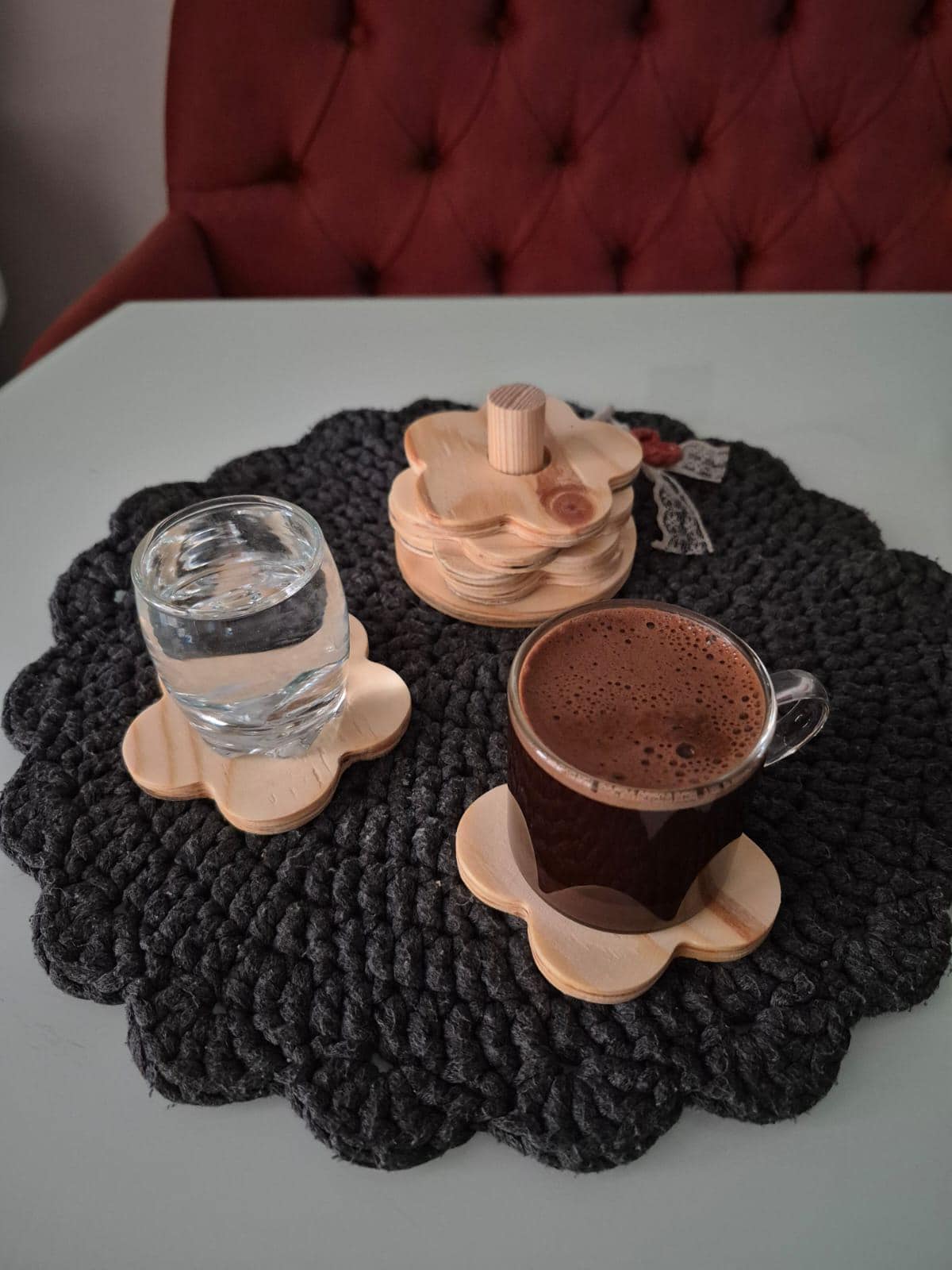 Handmade Pine Wood Coaster Set with Stand | 6 Coasters | WoodEnzo - WoodEnzo