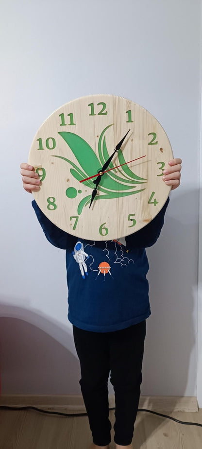 Handmade Pine Wood Wall Clock with Blue Epoxy | Silent Quartz | WoodEnzo - WoodEnzo