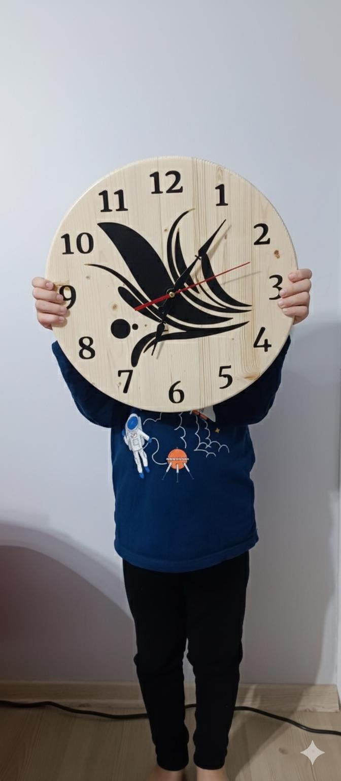 Handmade Pine Wood Wall Clock with Blue Epoxy | Silent Quartz | WoodEnzo - WoodEnzo