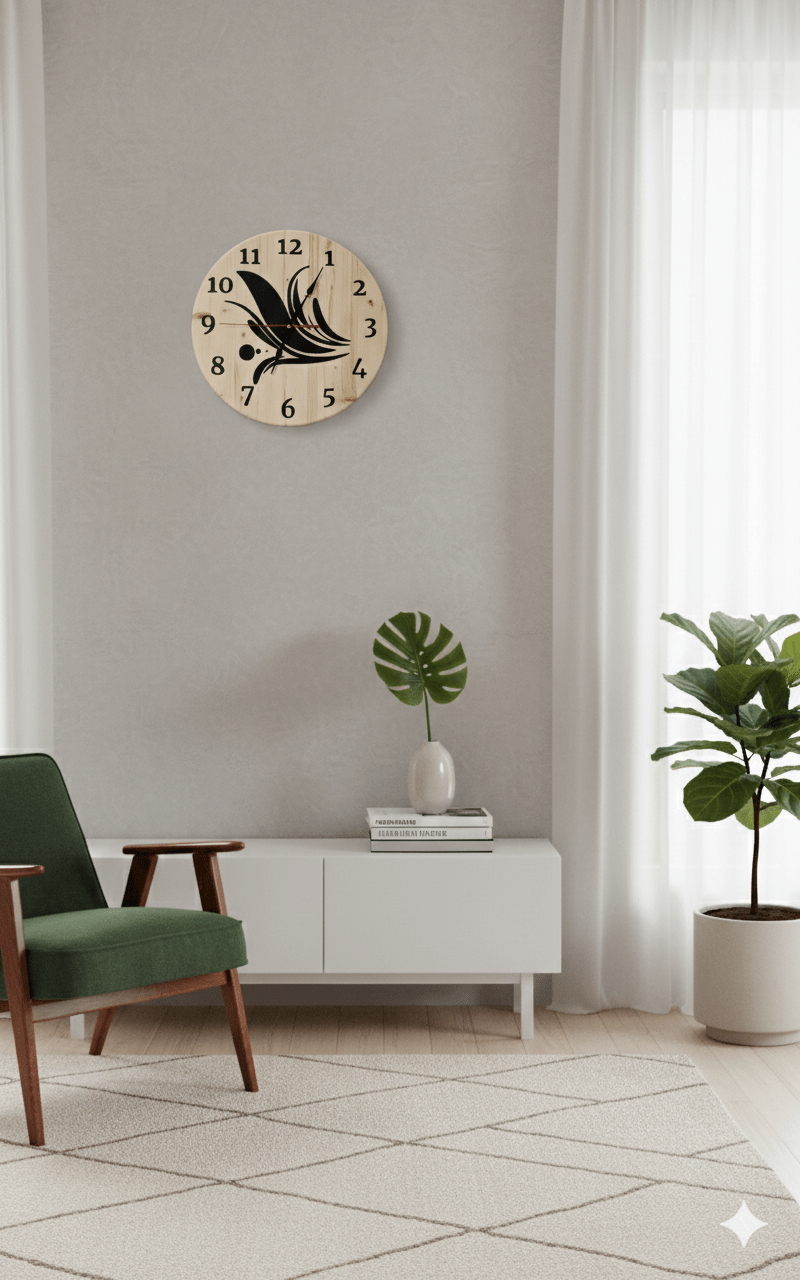 Handmade Pine Wood Wall Clock with Blue Epoxy | Silent Quartz | WoodEnzo - WoodEnzo