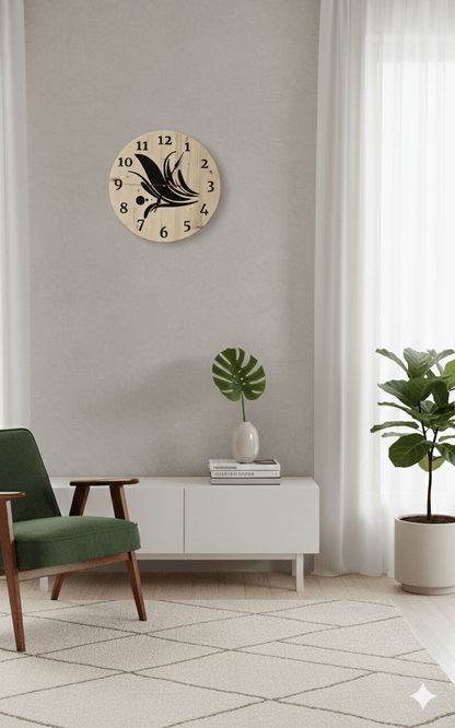 Handmade Pine Wood Wall Clock with Blue Epoxy | Silent Quartz | WoodEnzo - WoodEnzo