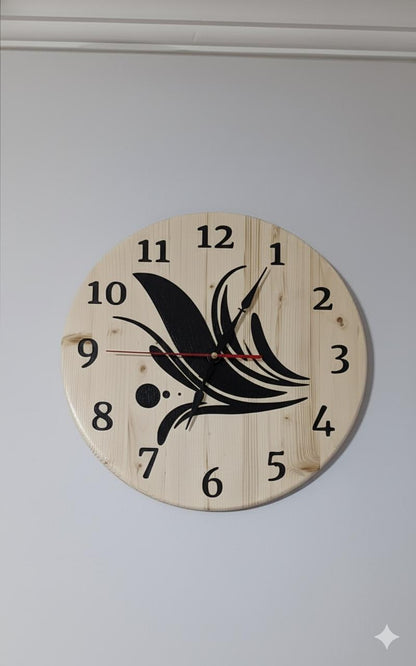 Handmade Pine Wood Wall Clock with Blue Epoxy | Silent Quartz | WoodEnzo - WoodEnzo