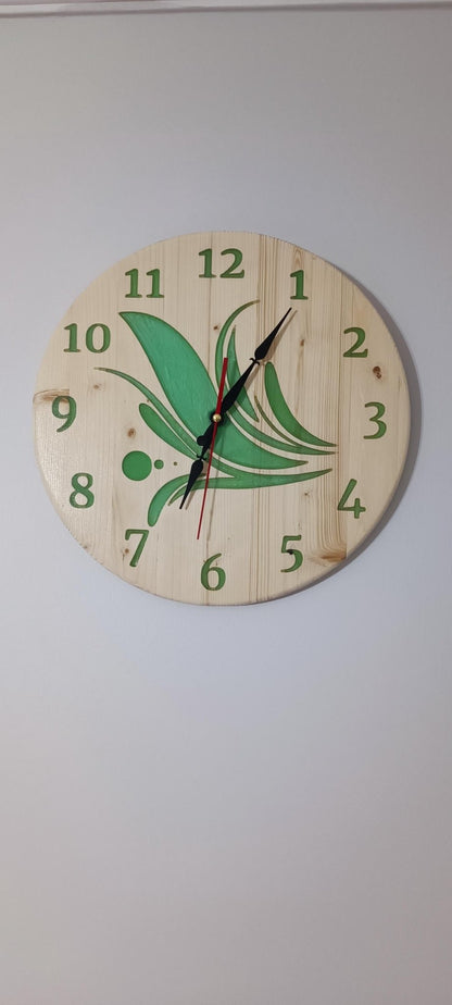 Handmade Pine Wood Wall Clock with Blue Epoxy | Silent Quartz | WoodEnzo - WoodEnzo