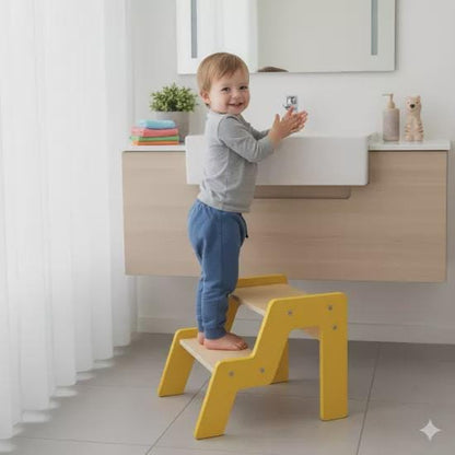Montessori Wooden Step Stool for Kids | 40kg Safety Rated | Solid Pine | WoodEnzo - WoodEnzo