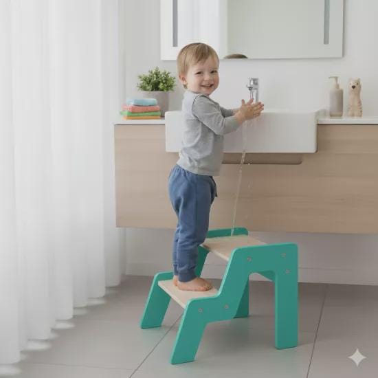 Montessori Wooden Step Stool for Kids | 40kg Safety Rated | Solid Pine | WoodEnzo - WoodEnzo