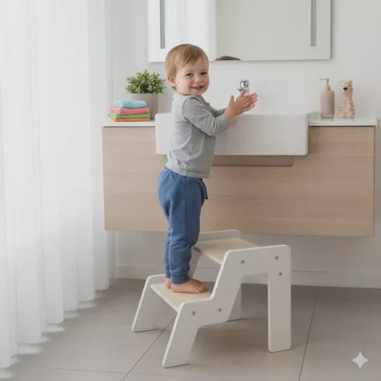 Montessori Wooden Step Stool for Kids | 40kg Safety Rated | Solid Pine | WoodEnzo - WoodEnzo