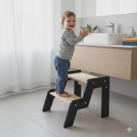 Montessori Wooden Step Stool for Kids | 40kg Safety Rated | Solid Pine | WoodEnzo - WoodEnzo