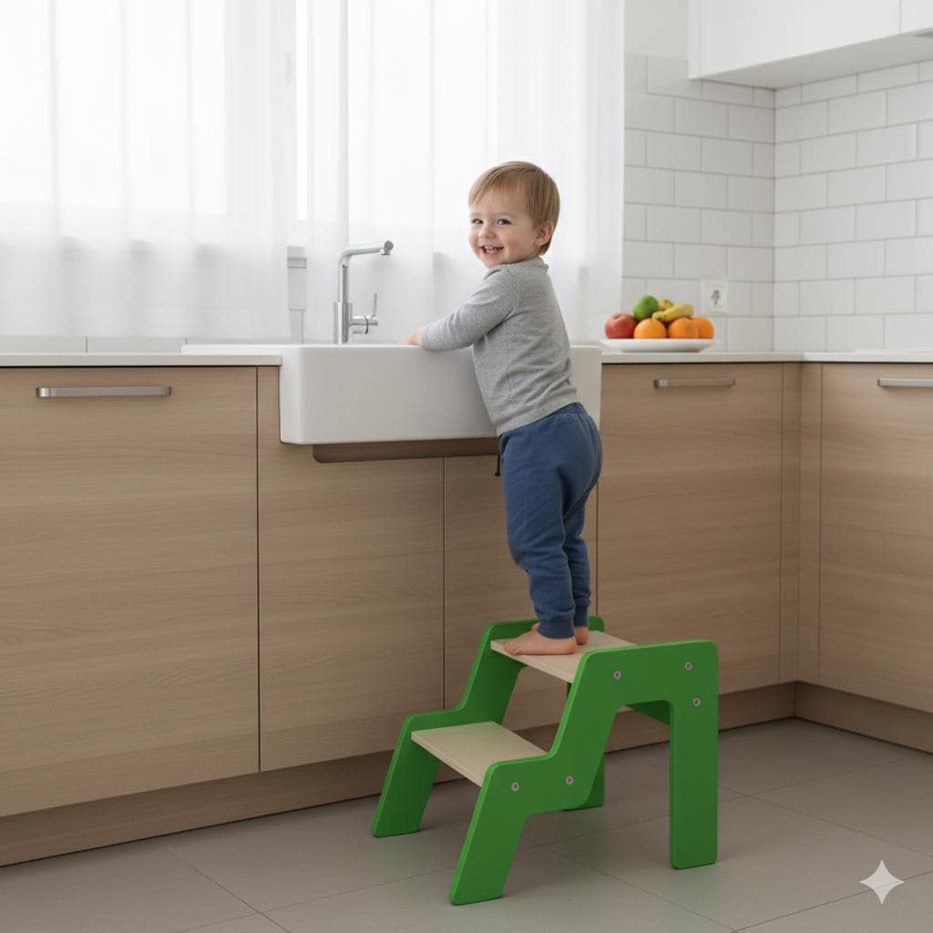 Montessori Wooden Step Stool for Kids | 40kg Safety Rated | Solid Pine | WoodEnzo - WoodEnzo