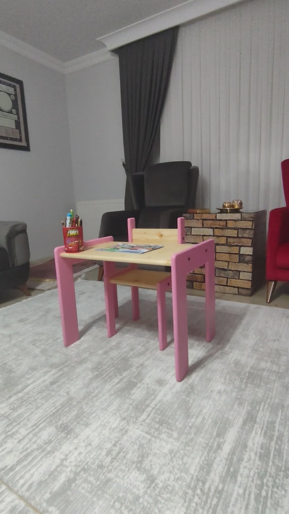 Handmade Montessori Table & Chair Set – Solid Wood Top