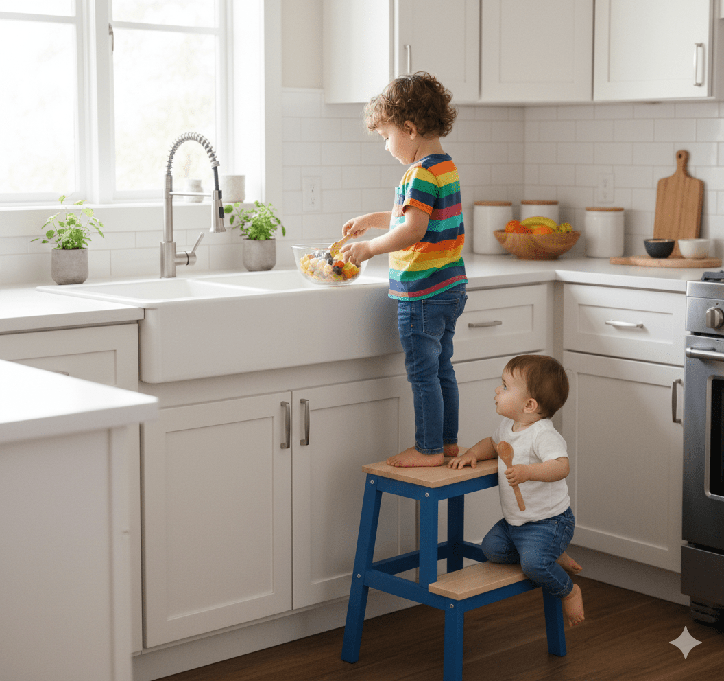 Wooden Step Stool 2 - Step | Solid Pine 100kg Capacity | Handmade | WoodEnzo - WoodEnzo